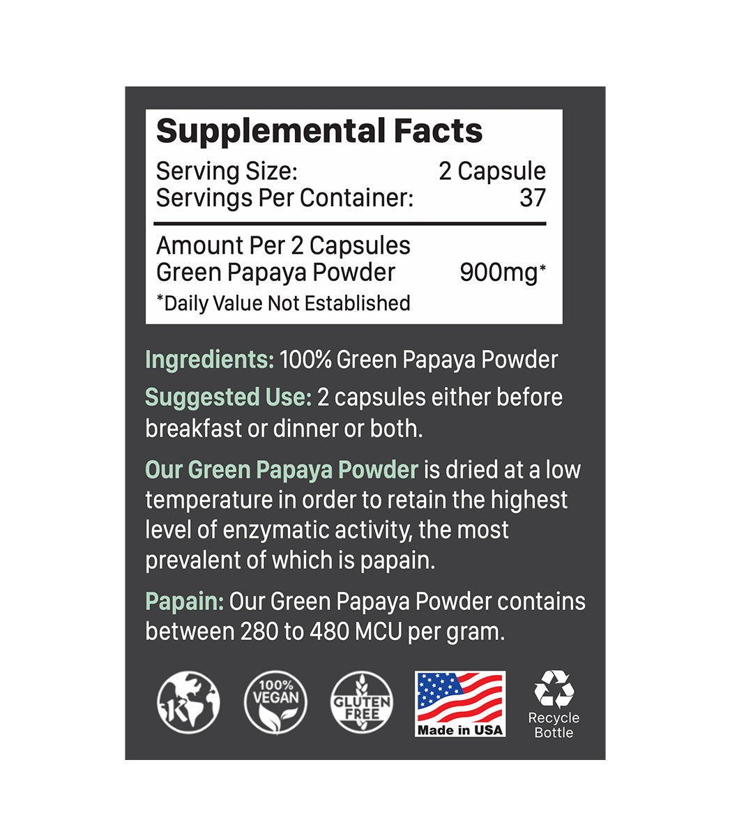 Green Papaya Powder Capsules